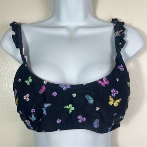 Colorful Butterfly Print Bikini Top
